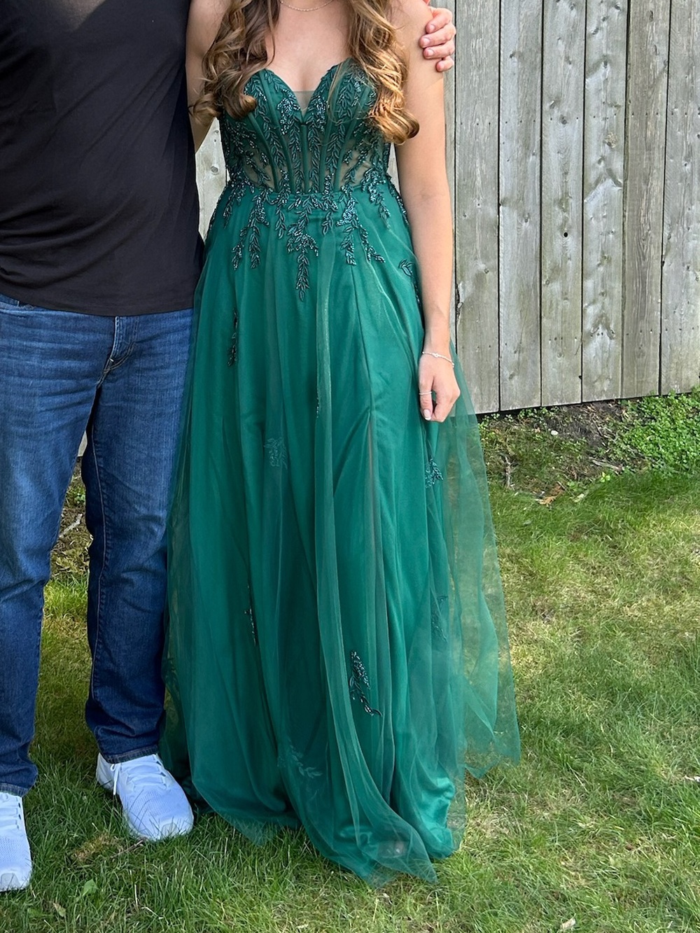 Emerald Green Strapless Prom Dress
